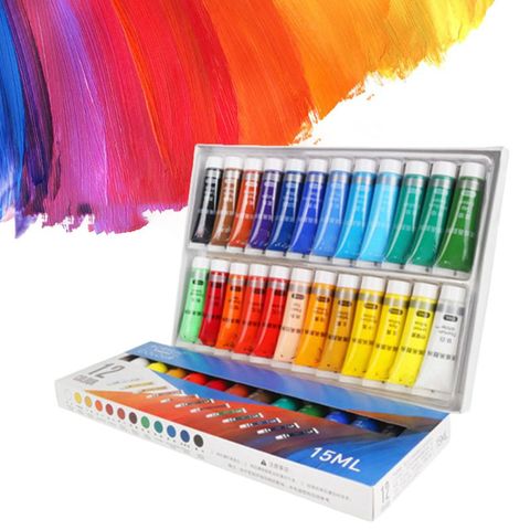 Pintura acrílica profesional de 12/24 colores 15ml tubos pintura de dibujo pigmento cuadro de pared pintado a mano para artista DIY ► Foto 1/6