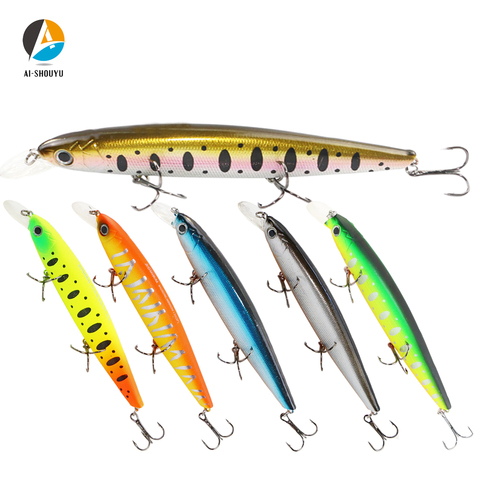 AI-SHOUYU nuevo Minnow duro con bola de Señuelos de Pesca de 130mm y 24,5g Wobbler con anzuelos triples filosos duro cebo hundimiento de señuelo de pesca ► Foto 1/6