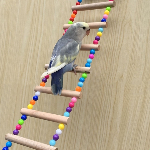 Las aves mascotas escaleras de loros escalada juguete colgante bolas de colores con madera Natural loro juguetes para Conures periquitos cacatúas ► Foto 1/6