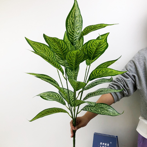 Hojas de cebra tropicales Monstera, 75cm, 26 hojas, grandes plantas artificiales falsas, rama de palmera de plástico para decoración de hogar, jardín y boda ► Foto 1/6