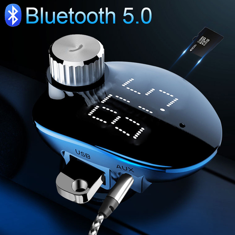 JINSERTA-reproductor de Mp3 para coche, transmisor FM con Bluetooth de manos con cargador USB Dual, salida de Audio AUX de 3,5mm con TF U Disk ► Foto 1/6