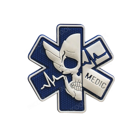 Parches de cráneo médico de PVC 3D, parches decorativos de moral militar tácticos, insignias médicas de goma de combate para gorras, mochila ► Foto 1/6