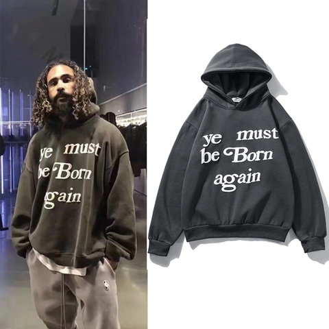 Kanye West-Sudadera con capucha y estampado de carta de espuma para hombre y mujer, ropa de calle de gran tamaño, Jersey informal ► Foto 1/6