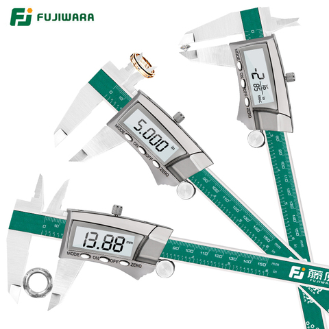 FUJIWARA-Calibrador digital de acero inoxidable Vernier, de 0 a 150mm, 1/64 fracción/MM/pulgada, LCD, resistente al agua, IP54 ► Foto 1/6