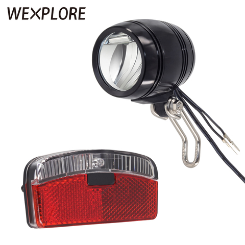 WEXPLORE-Juego de Luz delantera y trasera para bicicleta, con entrada de CA de 6V, dinamo para cuadro de bicicleta, faro LED y luz trasera, Dinamo, accesorios para bicicleta ► Foto 1/6