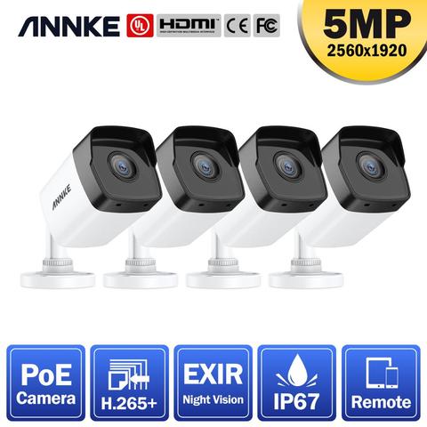 ANNKE-cámara IP Ultra HD de 5MP para exteriores, red de seguridad impermeable, Bullet EXIR, visión nocturna, alerta de correo electrónico conjunto de cámara CCTV, 4 Uds. ► Foto 1/6