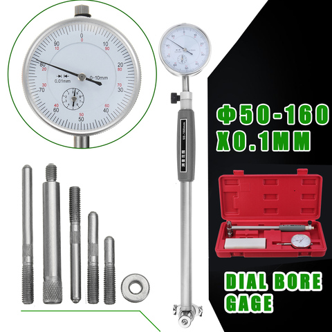 Calibrador de calibre de Dial métrico 50-160mm/0,01mm, cilindro interno pequeño, sonda de medición interior, indicador de Dial de prueba de medición, herramientas de medición ► Foto 1/6