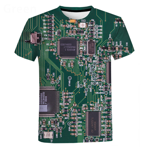 Camiseta de Hip Hop con Chip electrónico para hombres y mujeres, camisetas con estampado de máquina 3D, camisetas de manga corta de estilo Harajuku para verano ► Foto 1/6