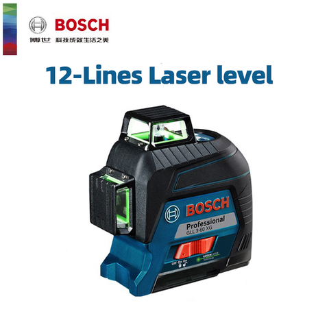 Bosch-Nivel láser, herramienta de nivelación de 12 líneas, luz verde, para decoración del hogar, para exteriores, sin caja de herramientas ► Foto 1/6