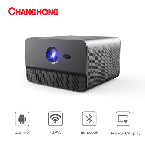 Changhong-proyector C300 DLP 1080P, Full HD, 800 ANSI, con Android, Wifi, cine en casa, compatible con televisor 3D 4K, proyector de teléfono inteligente ► Foto 1/6