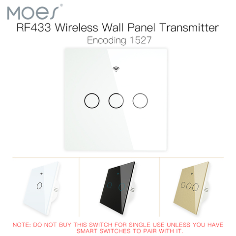 Interruptor transmisor inalámbrico RF433 MHz, Panel de cristal de pared, mando a distancia, funciona con WiFi, Control inteligente, receptor de interruptor adhesivo ► Foto 1/1