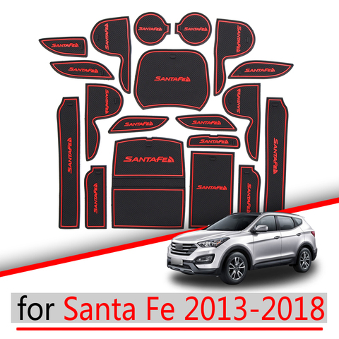 Antideslizante de caucho puerta ranura estera de la taza para Hyundai Santa Fe 2013, 2014, 2015, 2016, 2017, 2022 DM Maxcruz gran SantaFe accesorios de coche ► Foto 1/6