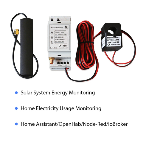 Medidor de energía bidireccional monofásico con WiFi, 150A, carril Din, asistente doméstico, openHAB,monitor de Sistema Solar PV, CE,RCM ► Foto 1/6