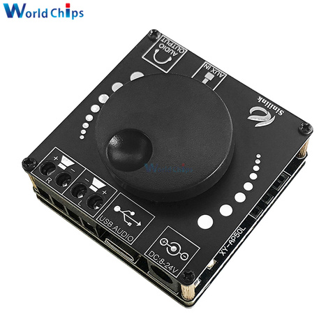 Mini Placa de amplificador de Audio con Bluetooth 5,0, 50W + 50W, potencia de 3,5 MM, AUX Jack, disco USB, Control por aplicación, Control de volumen para altavoz ► Foto 1/6