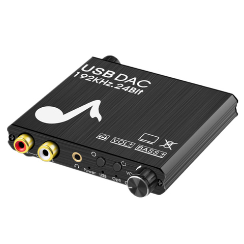 AIXXCO DAC USB 192kHz 24Bit convertidor de Digital a analógico con Bass & Control de volumen Coaxial Toslink a estéreo analógico L/R RCA ► Foto 1/6