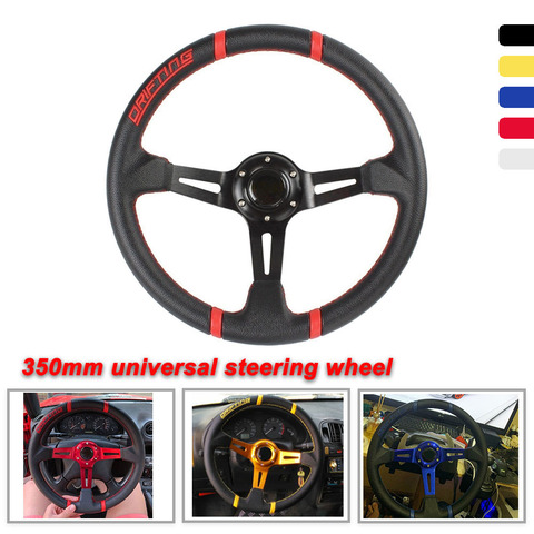 Volante de cuero Universal para coche de carreras, accesorio deportivo de alta calidad, modificación de piezas de automóvil, 350MM, PVC ► Foto 1/6