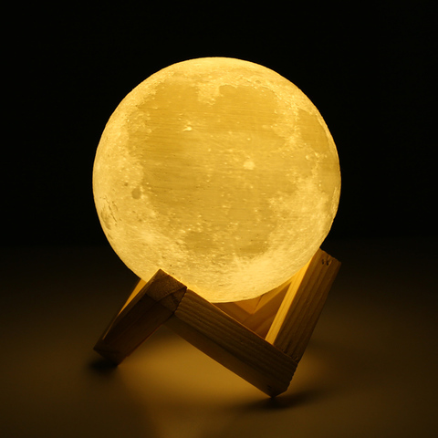 Lámpara LED de Luna recargable con impresión 3D, luz nocturna con Interruptor táctil creativo para decoración de dormitorio, regalo de cumpleaños ► Foto 1/6