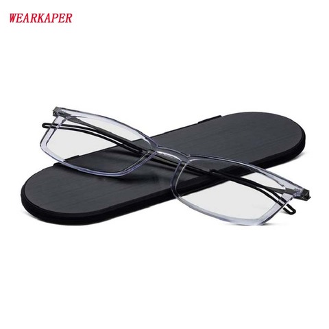 WEARKAPER-gafas de lectura ajustadas para hombres y mujeres, anteojos de lectura con Funda magnética de aluminio, con bolsillo de metal, para presbicia, 1,0-3,5 ► Foto 1/6