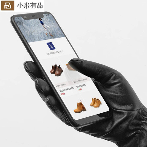 Nuevo Xiaomi Mijia Qimian guantes de dedos de pantalla táctil de piel de cordero impermeables de cuero suave español cálido invierno para mujeres ► Foto 1/6