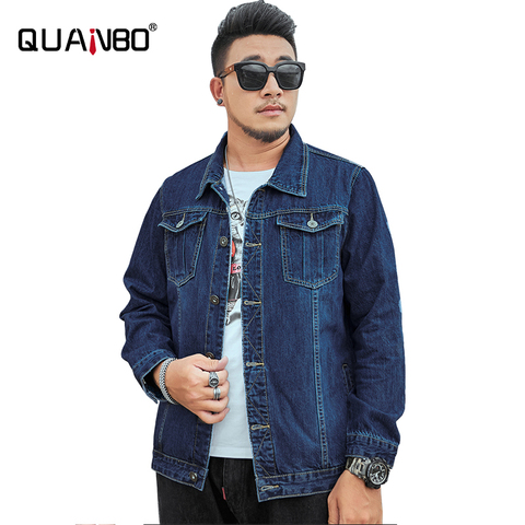 Chaqueta vaquera oversize para hombre, chaqueta vaquera informal de un solo pecho con cuello vuelto, abrigos holgados, Tops anchos para hombre, 5XL, 6XL, 7XL, 8XL ► Foto 1/6