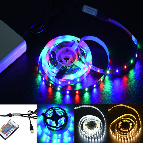 Tira de luces LED USB 2835SMD DC5V Flexible cinta de lámpara LED RGB 0,5 M 1M 2M 3M 4M 5M cinta de diodo de retroiluminación para pantalla de TV de escritorio ► Foto 1/6