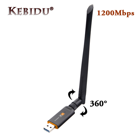 Adaptador USB inalámbrico de doble banda, 1200Mbps, 2,4/5Ghz, con tarjeta de red aérea 802.11AC, receptor USB 3,0 de alta velocidad ► Foto 1/6