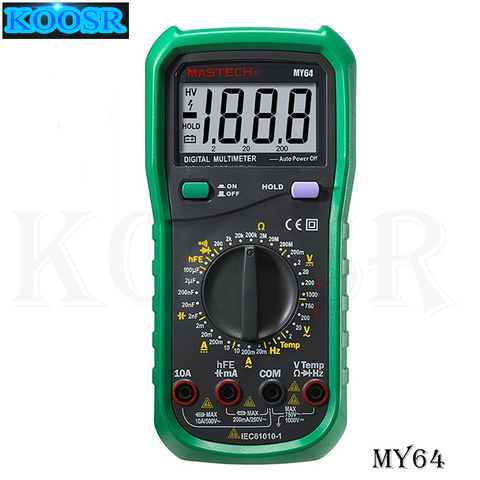 MASTECH MY64 multímetro Digital 20A AC/DC DMM frecuencia capacitancia medidor de temperatura Tester w/prueba hFE amperímetro Multimetro ► Foto 1/6