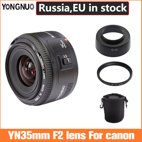 Yongnuo lente de 35mm YN35mm F2 lente para canon-amplio ángulo de gran apertura fijo lente de enfoque automático montura EF EOS cámara puede ser elegir bolsa ► Foto 1/6