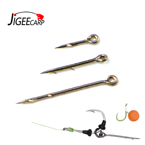 JIGEECARP 10 Uds de acero de alto carbono de cebo de pesca de la carpa Pin Pop Boilie insertar la aguja de gancho para el pelo Terminal de la plataforma accesorios S M L ► Foto 1/6