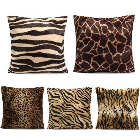 Funda de almohada cuadrada con estampado de cebra y leopardo, cojín decorativo para sofá y salón, incluye almohada con estampado Animal, 5 estilos de cojín para decoración del hogar ► Foto 1/6