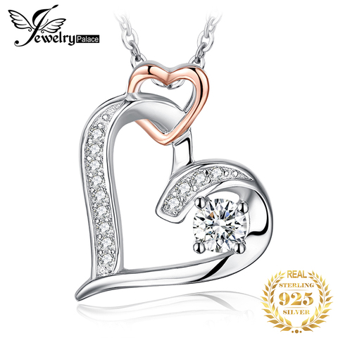 JPalace-Colgante de corazón infinito para mujer, Gargantilla de Plata de Ley 925, collar llamativo de plata 925, joyería sin cadena ► Foto 1/6