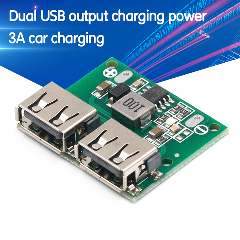 Módulo de potencia de cargador reductor de 9V, 12V, 24V a 5V, DC-DC, salida USB Dual, placa de tensión Buck, 3A, regulador de carga de coche, 6-26V ► Foto 1/6