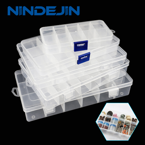 NINDEJIN-caja de plástico de 10-24 rejillas, organizador de joyas ecológico, PP, transparente, caja de tornillos para pastillas, almacenamiento de monedas y llaves ► Foto 1/6