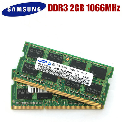 SAMSUNG DDR3 2GB PC3 8500S 2GB 1066 Mhz portátil memoria 2G PC3 8500S 1066 MHZ portátil para SODIMM RAM ► Foto 1/1