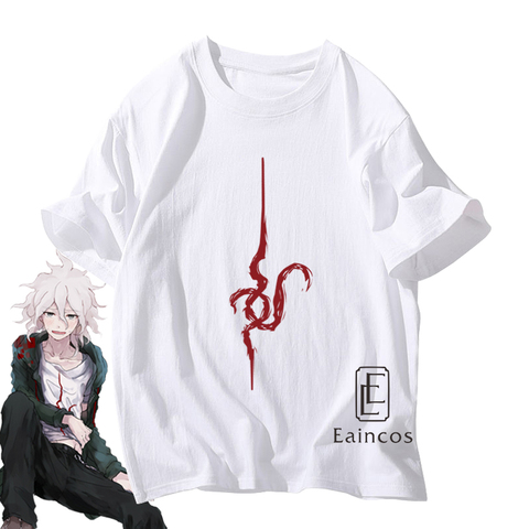 Danganronpa-Camiseta de Anime de Komaeda Nagito, disfraz de Cosplay de Dangan Ronpa, camisas de algodón de manga corta blancas, Tops informales para hombres y mujeres ► Foto 1/6