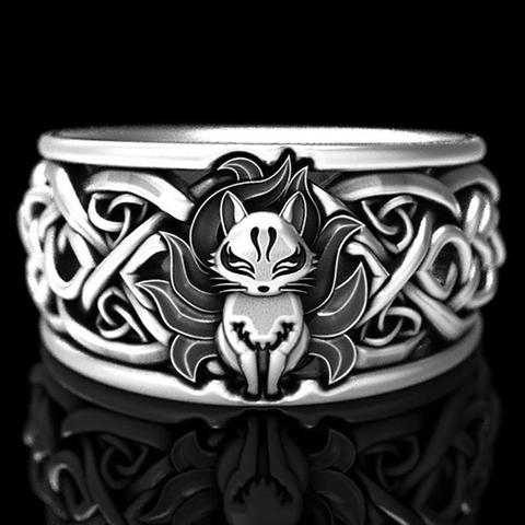 Estilo Retro Fox anillos Animal lindo Graphicsnaruto es zorro de nueve colas de Anime japonés fuego Fans, regalo de los hombres, anillo de mujer, joyería ► Foto 1/6