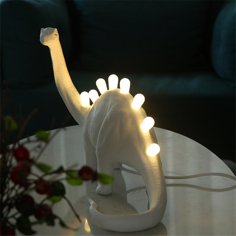 SELETTI-Lámparas de mesa de dinosaurio Jurásico para dormitorio, lámpara de escritorio Led de resina Brontosaurus t-rex, luminaria de decoración artística para el hogar, accesorios de iluminación ► Foto 1/6