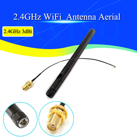 Antena aérea inalámbrica para RP-SMA, enrutador macho de 2,4 GHz, 3dBi, WiFi, 2,4g, 15cm, PCI, U.FL, IPX a RP, SMA, Cable de cola de cerdo macho, ESP8266, ESP32 ► Foto 1/6