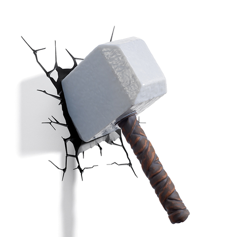 Acecorner-superhéroe de Thor, martillo, Rayo, 3D, adhesivo creativo, lámpara LED de pared de los vengadores, luz nocturna de Marvel para regalo de Navidad para niños ► Foto 1/6