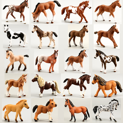 Figuras clásicas coleccionables de caballos para niños, juguetes de simulación de colores surtidos, modelo de caballo, figurita de PVC, juguete educativo ► Foto 1/6