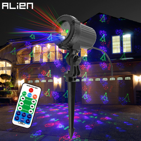 ALIEN-proyector láser para exteriores, luces RGB con 12 patrones de Navidad, impermeables para jardín, exterior, árbol de Navidad, iluminación para fiestas y vacaciones ► Foto 1/6