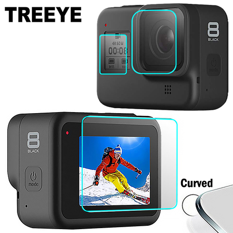 Protector de pantalla de vidrio templado de la cubierta caso para GoPro héroe 8 negro lente de protección película protectora Gopro8 Go pro Accesorios ► Foto 1/6