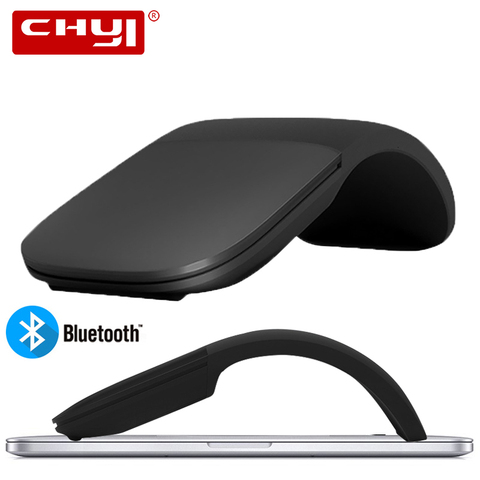 CHYI-Ratón inalámbrico silencioso con Bluetooth 4,0, mouse de arco táctil, con rodillo láser, fino, dispositivo de ordenador plegable para pc de Microsoft ► Foto 1/6