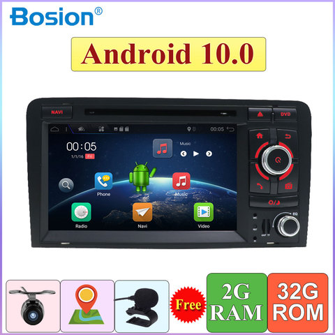 Autorradio con GPS Navi para coche, cuatro núcleos, 32 GB de ROM, DVD, multimedia, 2 Din, Android 10.0, cámara de visión trasera, OBD, DAB, 4G, para Audi A3, 8P, 2003-2011 ► Foto 1/6