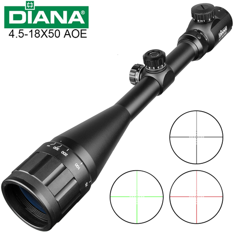 DIANA-mira telescópica ajustable Aoe, punto verde y rojo, luz de caza, mira táctica, retícula, visor óptico, 4,5-18X50 ► Foto 1/6