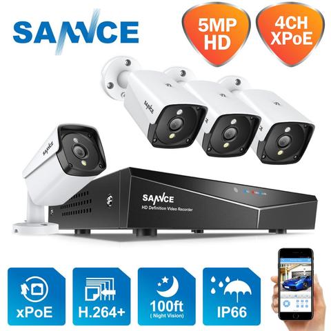 SANNCE 4CH 5MP XPOE SISTEMA DE SEGURIDAD DE VÍDEO 5MP exterior impermeable infrarrojo visión nocturna cámara de vigilancia IP inalámbrica CCTV Kit ► Foto 1/6