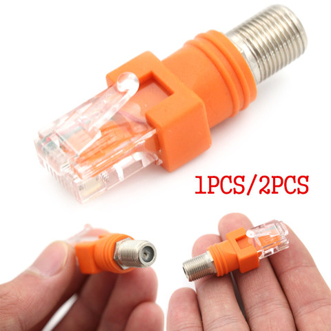 ¡Caliente! Uno o 2 uds conectores tipo F RF hembra a RJ45 macho acoplador de cilindro Coaxial adaptador Coaxial, conectores RJ45 a RF ► Foto 1/5