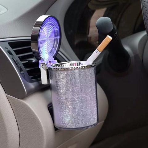 Cenicero con luz LED para coche, Cenicero para cigarrillo y puro, contenedor de gas, soporte para taza de humo, suministros para coche ► Foto 1/5