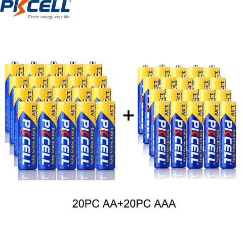 (40pc pack) PKCELL 20 piezas R03P 1,5 V AAA batería 20 piezas pilas AA de 1,5 V R6P 2A/3A carbono batería de único uso termómetro de la batería ► Foto 1/6