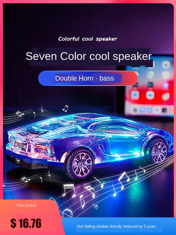 Altavoz Bluetooth con forma de coche, dispositivo estéreo inalámbrico para deportes, se puede enchufar en disco Usb con luces de colores, Flash colorido ► Foto 1/5